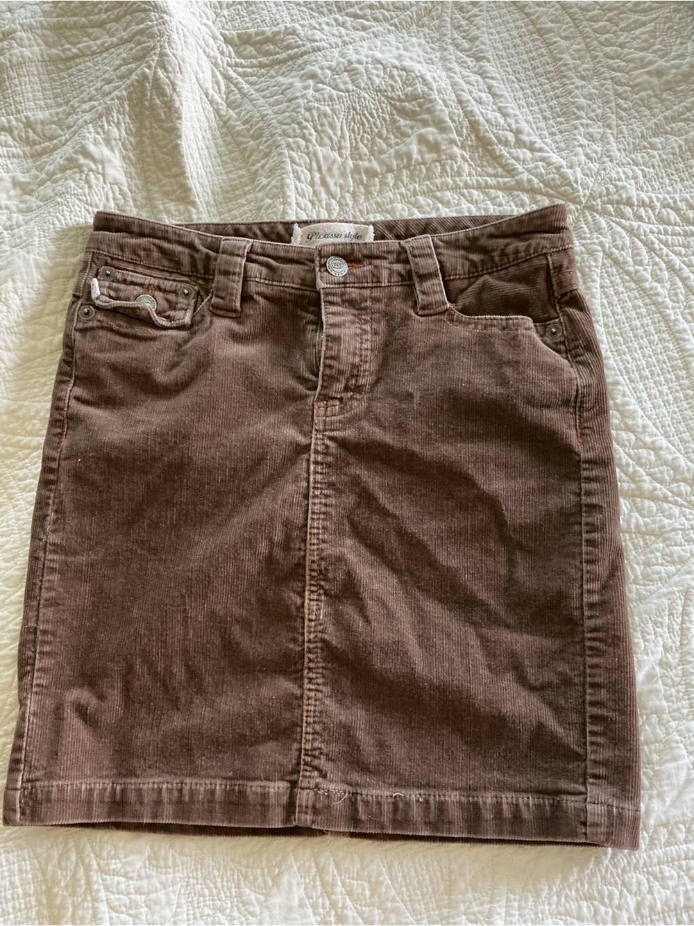 Picasso Style brown Corduroy Mini Skirt